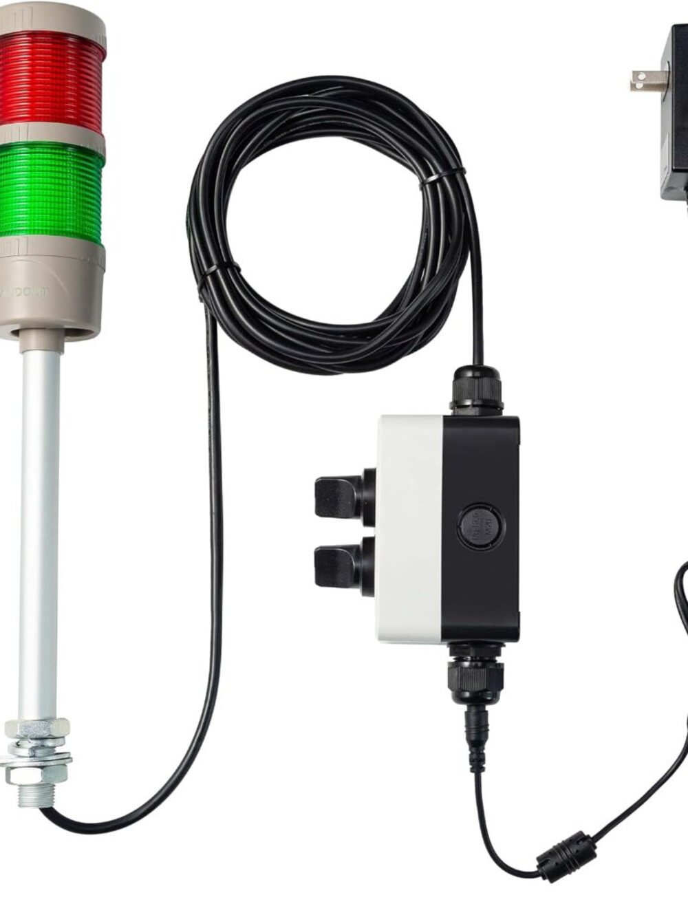 2-Stack LED Andon Tower Light with Buzzer | Industrial Warning Signal, Red/Green - Picture 4 of 12